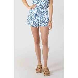 NEW DEX CLOTHING relaxed drawstring shorts in blue wash with white flower